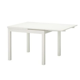 絕版品/北歐LOFT風格IKEA宜家BJURSTA延伸桌實木餐桌工作桌/白色/90x90x74/二手八成新/特$3980