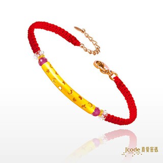 【J’code真愛密碼】一片星空 9999純黃金 寶石編織 金 手鍊・紅