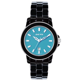 GOTO 彩妝系列精密陶瓷時尚手錶-黑x藍