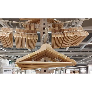 【現貨】IKEA 實木衣架 原木色/黑色 超熱賣的8件裝木質衣架 衣架 木頭衣架 木衣架 擺攤