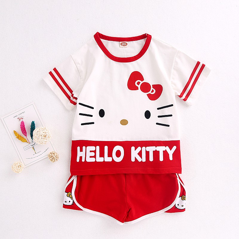 Hello Kitty可愛 休閒運動風  T恤短褲  女童 套裝