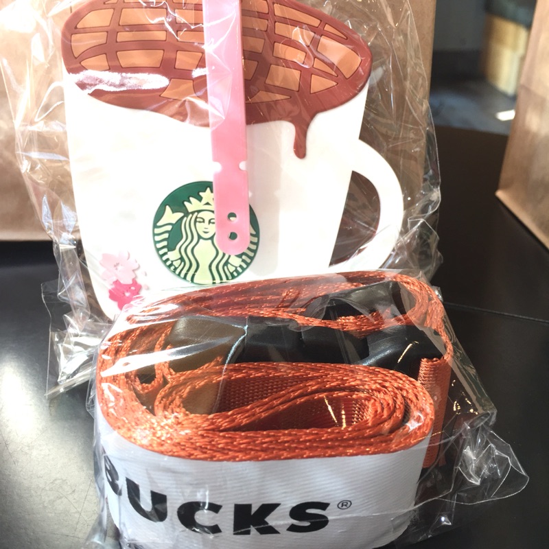 星巴克Starbucks 焦糖瑪奇朵行李掛牌&amp;束帶組