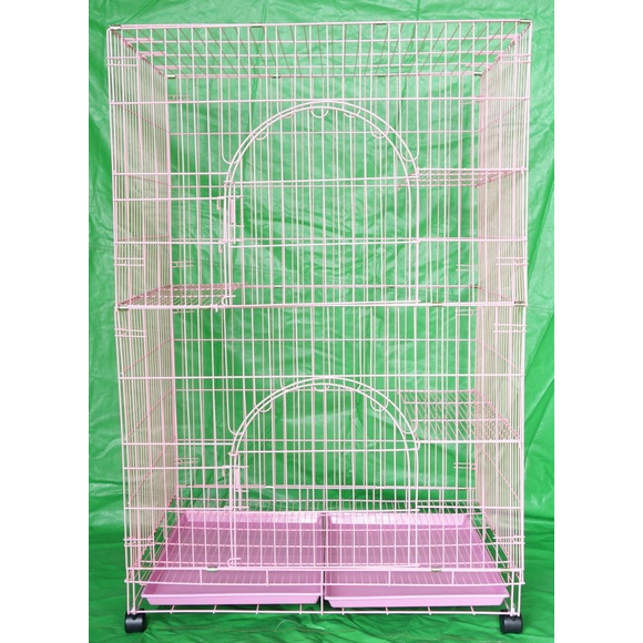 優旺寵物 (加大型)4.5尺高(4層+3跳板+粉紅色+雙門活動折疊式)粗鐵材靜電粉體烤漆貓籠/寵物籠/摺疊籠-台灣製造-