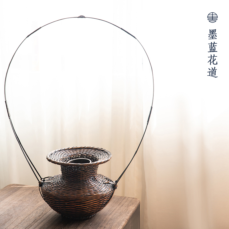 插花花器 池坊牡丹籠特大手工竹編花籃中華花藝插花竹製花器花藝籃子擺件 蝦皮購物