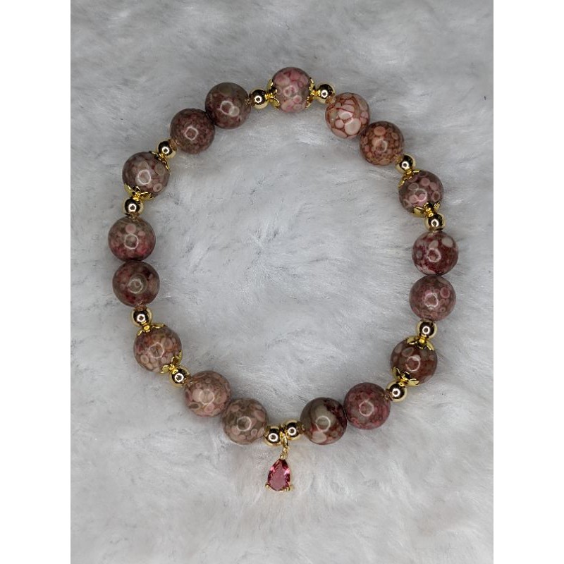 ❤️輕珠寶系列~14k包金❤️乾燥玫瑰色紅菊花石珊瑚玉設計款