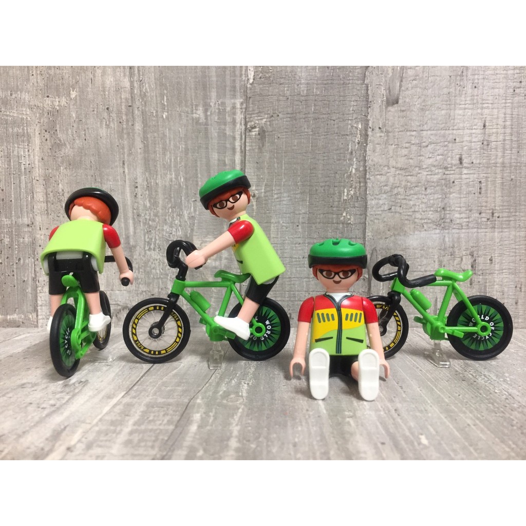 Playmobil 摩比 單車 腳踏車 安全帽 眼鏡 支架 人偶