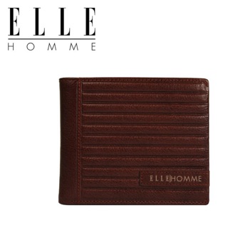 【ELLE HOMME】壓紋LOGO系列-三卡窗格簡約真皮皮夾/短夾/零錢袋（207049）現貨➕預購