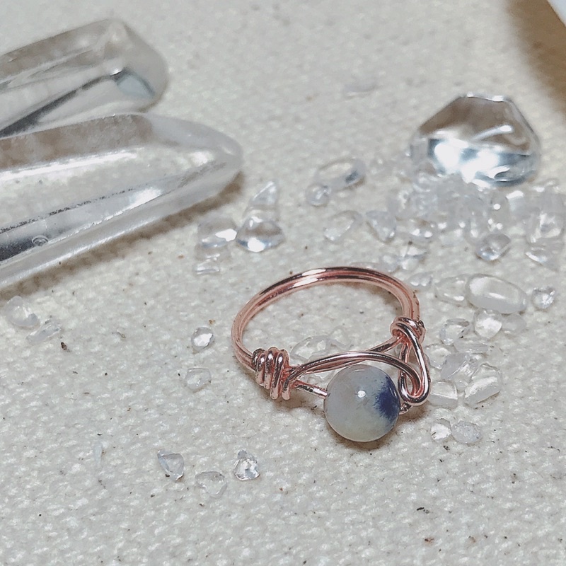 Percy handmade。天然石水晶 藍線石 藍絨晶 藍髮晶 戒指 轉運戒
