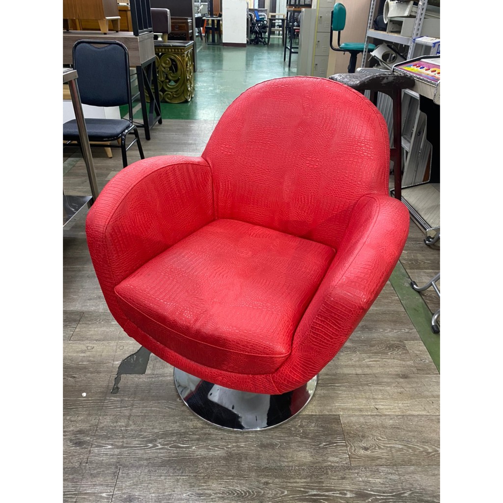 吉田二手傢俱❤紅色美髮椅 旋轉椅 美容椅 單人椅 皮椅 美甲椅