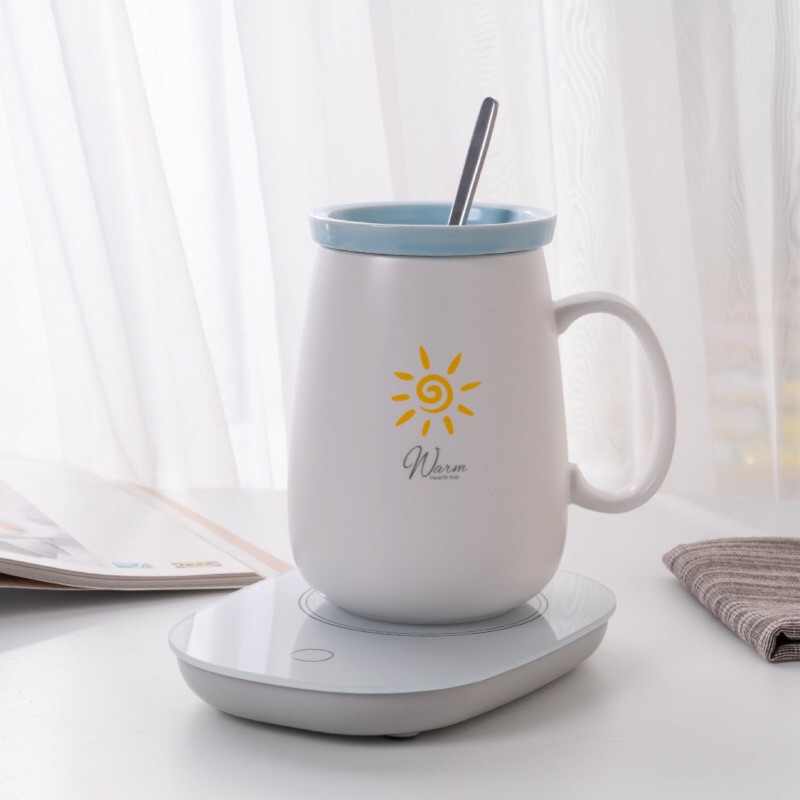 55度暖暖杯自動恆溫保溫加熱杯墊暖奶寶底坐110V美規+杯勺套裝