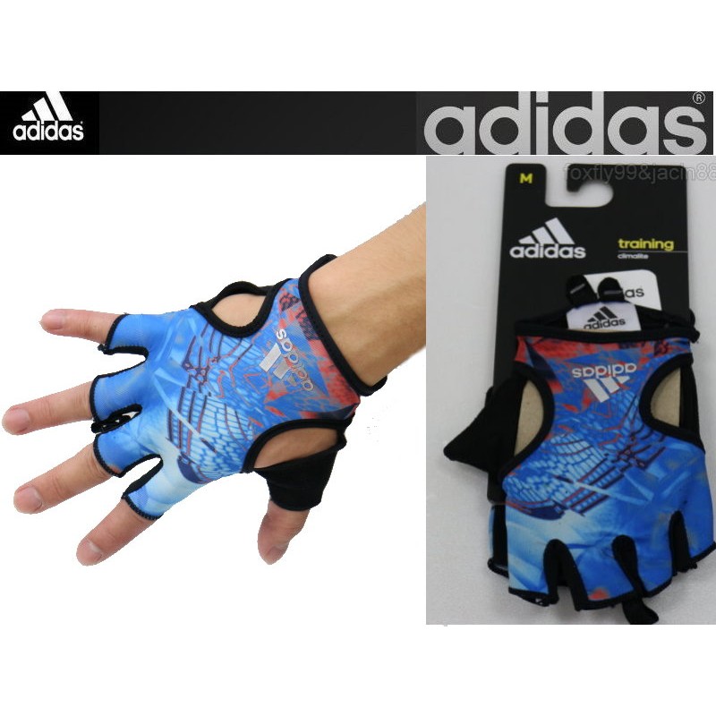 (布丁體育)公司貨附發票 愛迪達 健力手套 海洋藍 重量訓練手套 重訓手套 舉重手套