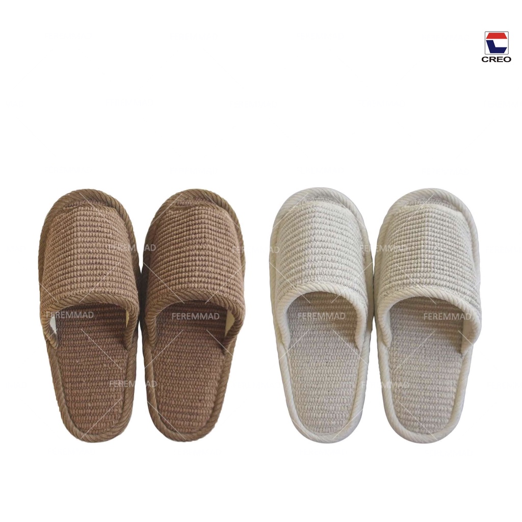 [FMD][現貨] 日本製 CREO 印度棉靜音室內拖鞋 地板拖鞋 居家拖鞋 手工拖鞋 舒適 透氣 棕色 米白色