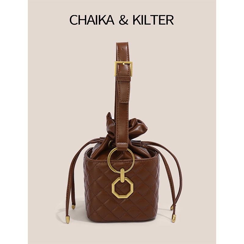 Chaika Kilter 女士復古盒型中世紀風格百搭氣質高端單肩斜跨手提包 CK1387