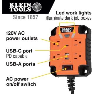 【現貨】美國Klein Tools磁吸式4孔電源插座 延長線 排插2USBA 1PD最高45W 雙LED照明 APC
