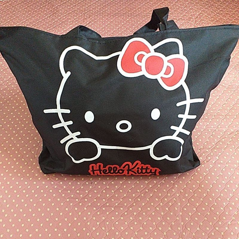 Hello Kitty 帆布手提袋媽媽包購物包全新商品黑色