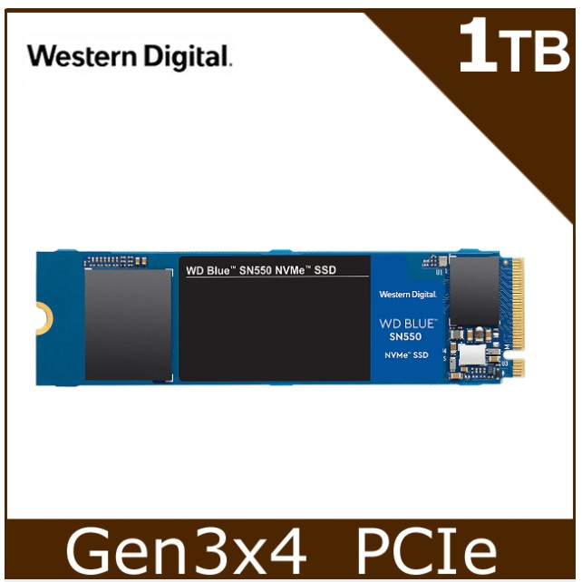 WD 藍標 SN550 1TB M.2 PCIe 2280/讀:2400M/寫:1950M/TLC顆粒