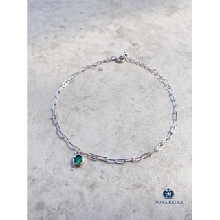 《Porabella》925純銀手鍊手環 祖母綠寶石手鍊 森林系少女氣質 手鍊 ins風 Bracelets