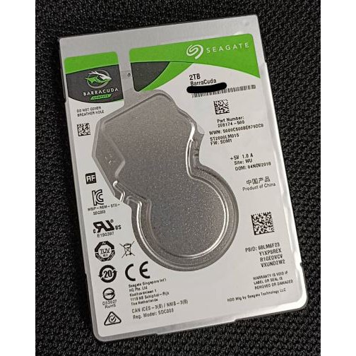 無保固【Seagate】BarraCuda 新梭魚 2TB 2.5吋SATAⅢ 7 公釐硬碟(ST2000LM015)