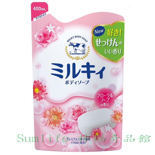 牛乳石鹼 牛乳精華 美嫩皙沐浴乳補充包400ml-玫瑰花香