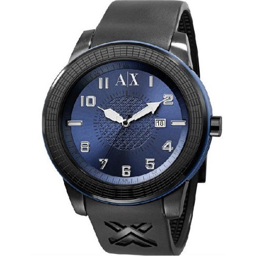 【擁樂_Viown ★】Armani Exchange 藍黑 橡膠時尚防水男錶 (AX1120)