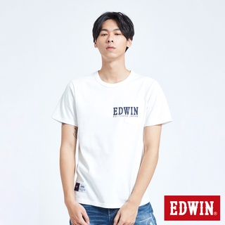 EDWIN 人氣復刻 EDWIN復古印花口袋短袖T恤(白色)-男款