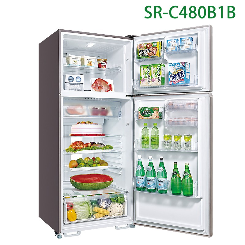 SANLUX台灣三洋SR-C480B1B 480公升雙門定頻電冰箱(大蔬果室)隱藏式手把(標準安裝) 大型配送