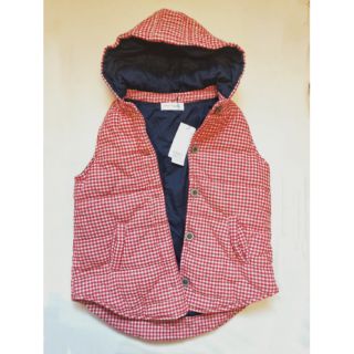 東京著衣品牌 紅格舖棉連帽背心尺寸S