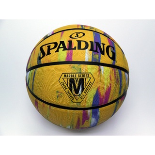 SPALDING 斯伯丁 SP大理石系列 黃彩 橡膠款 標準七號籃球 #內附球針 #室外球 #7號