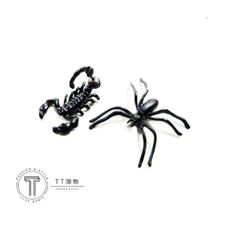 Tt潮物g 059 醫療鋼 316l鋼針 惡毒暗黑昆蟲耳環蠍子蜘蛛 蝦皮購物