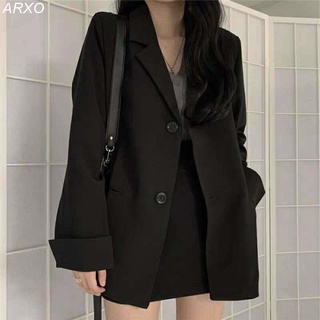 ARXO 西裝外套女 網紅小西裝外套女2021春夏韓版英倫風黑色西服套裝設計感小眾上衣
