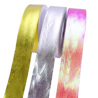 DIY手工手作緞帶材料 花紋亮面塑膠緞帶-金/銀/紅
