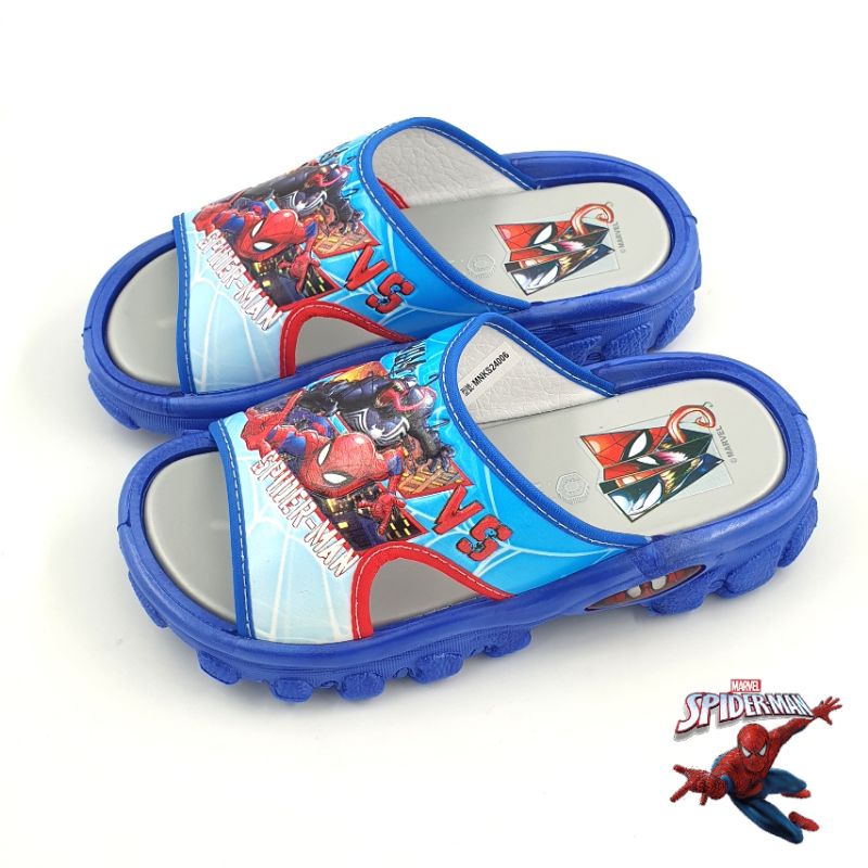 【米蘭鞋都】蜘蛛人 SPIDER MAN 兒童 拖鞋 耐磨 止滑 台灣製 正版授權 24006 藍色