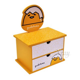 蛋黃哥Gudetama 手拿鏡抽屜盒，置物櫃/收納櫃/抽屜收納盒/木製收納櫃/收納箱/桌上收納盒，X射線C990882