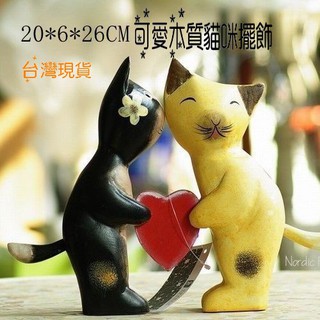 [臺灣現貨] 貓咪擺件 裝飾擺件 原木居家家飾 居家裝飾