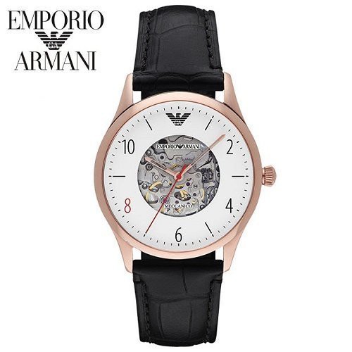 【第一鐘錶】EMPORIO ARMANI AR1924《亞曼尼 義大利時尚》41mm/鏤空機械錶限定款/玫瑰金x黑