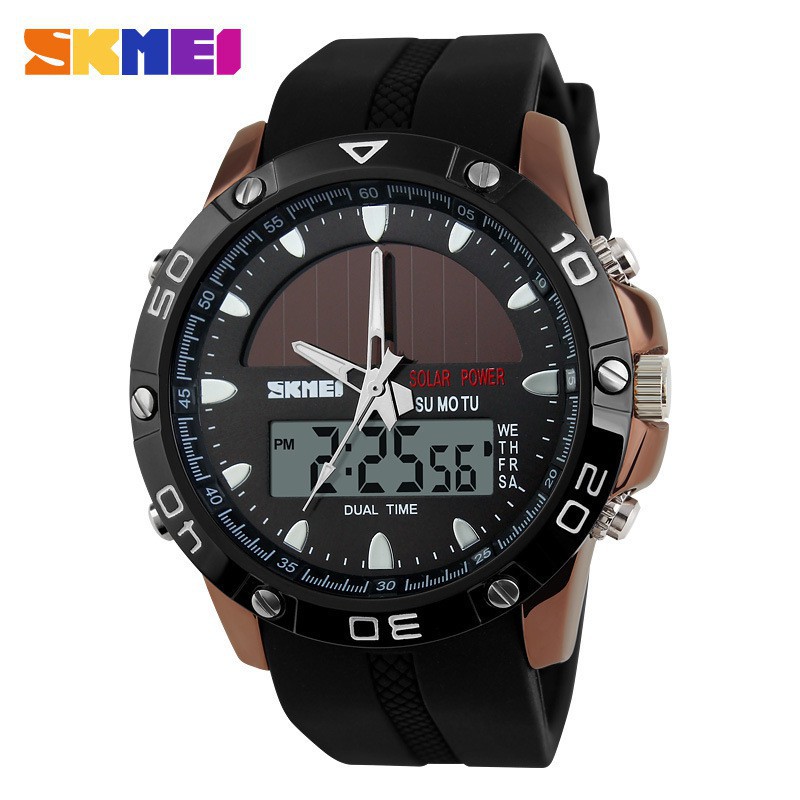 Skmei/時刻美1064 太陽能手錶男士潮流雙顯電子錶學生戶外運動表防水個性腕表