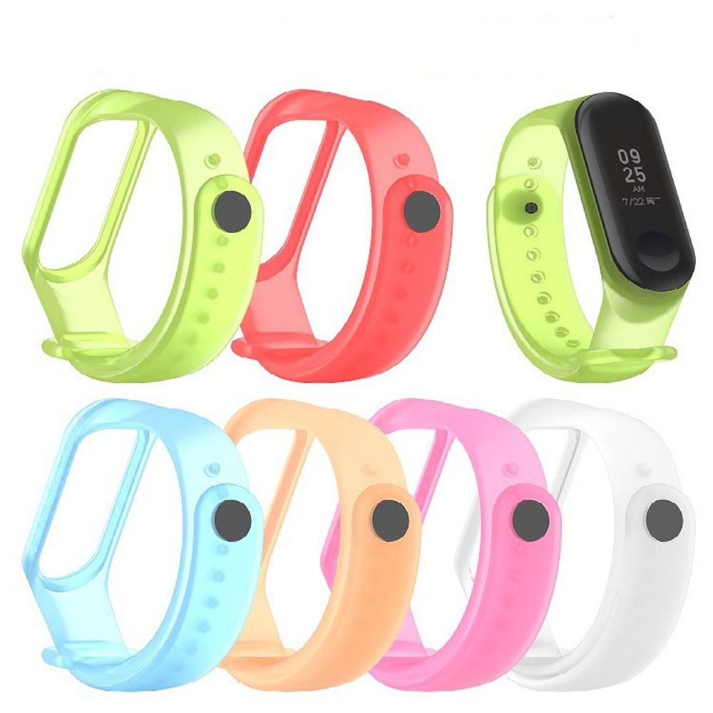 XIAOMI MI 適用於小米手環 4 3 錶帶錶帶矽膠半透明防水錶帶和表扣適用於小米手環 4 手鍊彩色腕帶