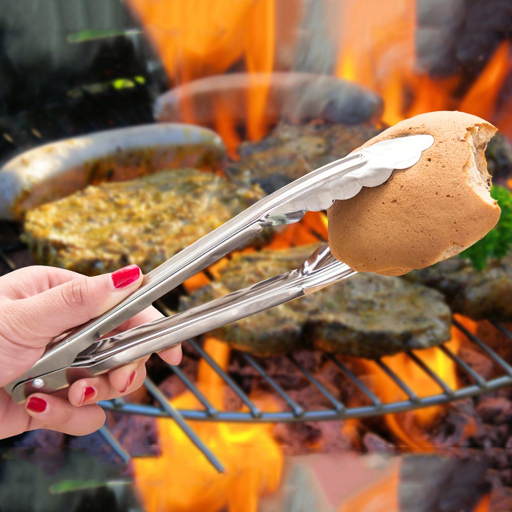 不銹鋼燒烤鎖鉗服務夾燒烤爐烘焙沙拉牛排蔬菜意大利面廚房工具