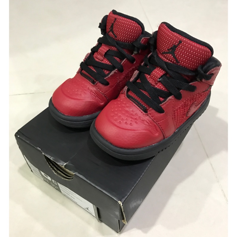 AIR JORDAN NIKE 籃球鞋 紅色 黑色 6C 12cm 9成新 800元 童鞋 小童 魔鬼氈 學步鞋 1代