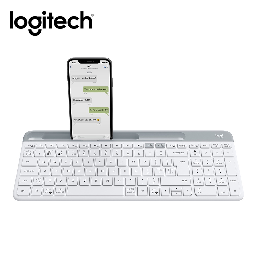 logitech羅技K580超薄跨平台藍芽鍵盤/ 珍珠白　eslite誠品