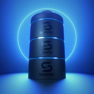 英國 ShakeSphere(透明淡藍)三合一營養品分裝盒 嬰兒奶粉 分裝藥盒 乳清分裝盒 迷霧黑 85g / 3oz