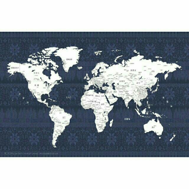 世界地圖掛布  中文版-宮廷莫蘭迪風(粉&amp;藍)-附3m掛勾+地標圖釘