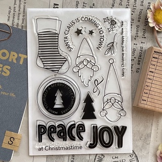 台灣賣家 S 水晶印章 聖誕襪 peace joy 透明印章