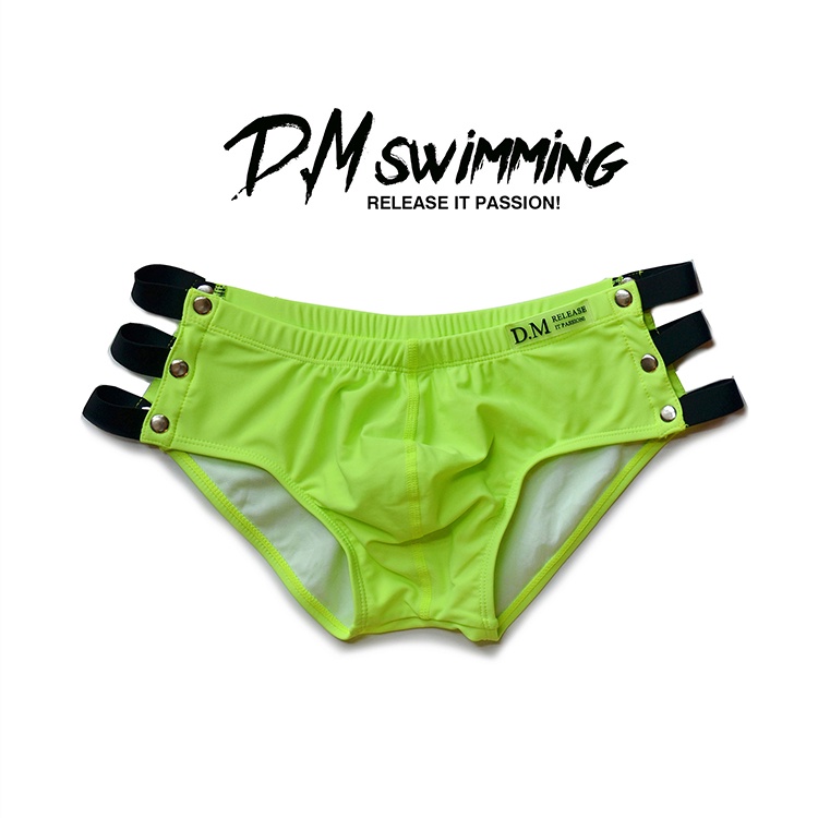 D.M男泳褲低腰性感純色黑白平角褲縷空個性潮運動 貨號: DM9014