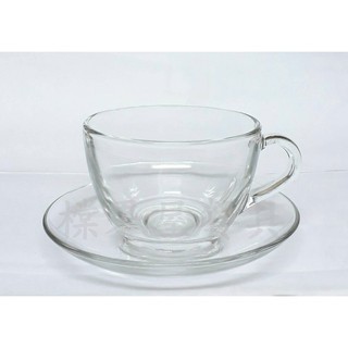 【橖果屋餐具】230cc 咖啡杯/玻璃咖啡杯/水杯/果汁杯/茶杯/早餐杯/花茶杯/玻璃花茶杯 附盤