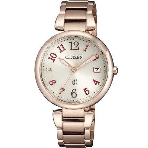 CITIZEN 星辰 (EO1194-53A) XC系列 光動能亞洲限定經典數字刻度女錶-櫻花粉紅金 33MM
