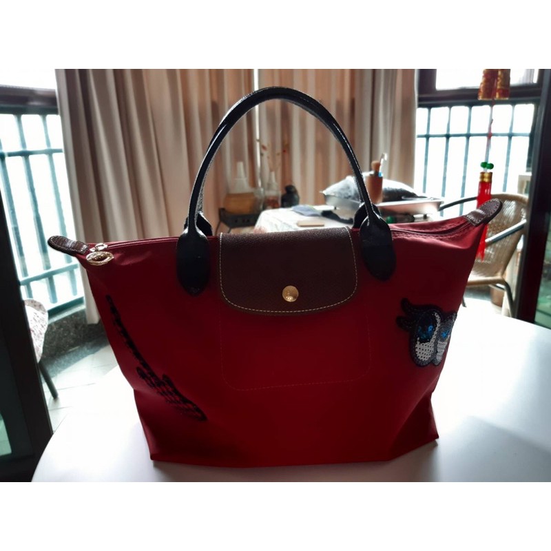 longchamp 短把紅色手提包👜