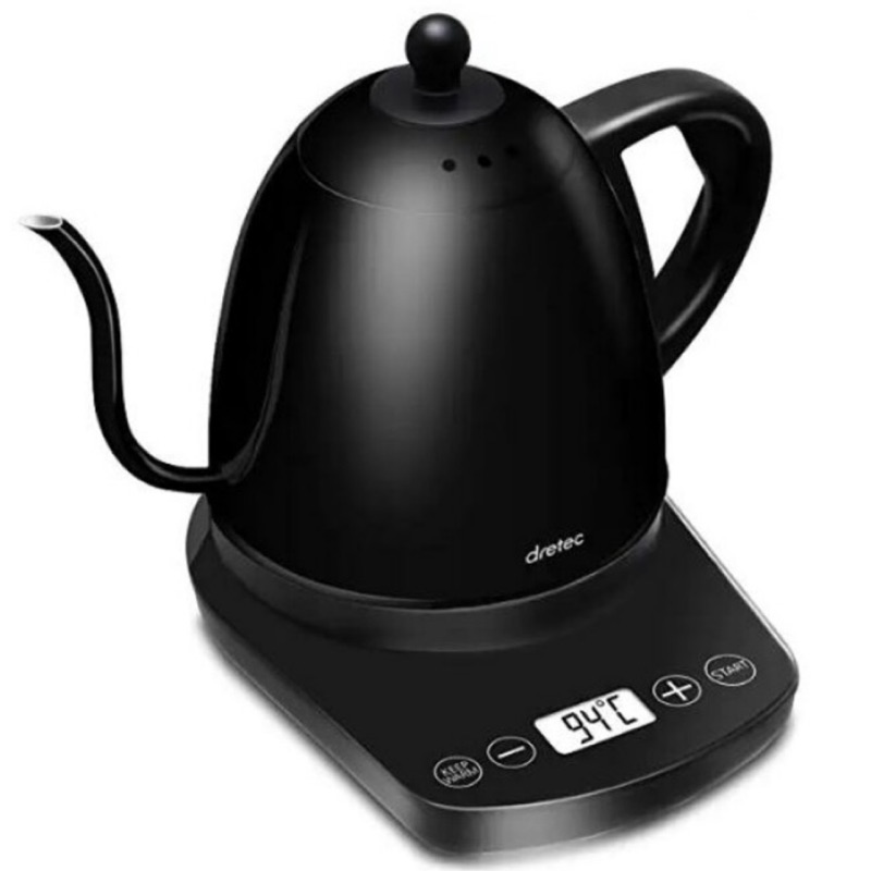 ［現貨-特價］日本 DRETEC PO-145細口快煮壺 手沖咖啡壺 可控溫式電水壺0.8L