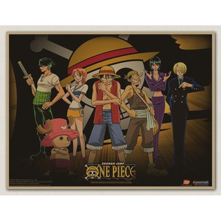 [現貨]海賊王人物 魯夫ONE PIECE 航海王 懷舊海報健身房 酒吧 臥室宿舍客廳牆畫裝飾畫 復古牛皮紙咖啡廳