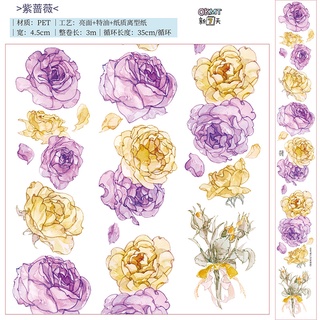 Kate S 全新整卷 新七天28款花卉亮面pet膠帶盛放瑤芳鳶尾鬱金香虞美人玫瑰花香百合薔薇 蝦皮購物